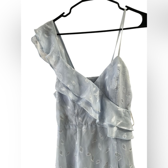 Lulus light blue floral jacquard ruffled maxi dress - Picture 4 of 8